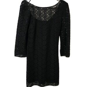 Lilly Pulitzer Topanga Crochet Lace Tunic Dress Black Size Small
